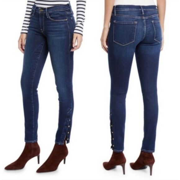 Frame Le Skinny de Jeanne Snap Ankle Hem Jeans Size 25 - Picture 10 of 10